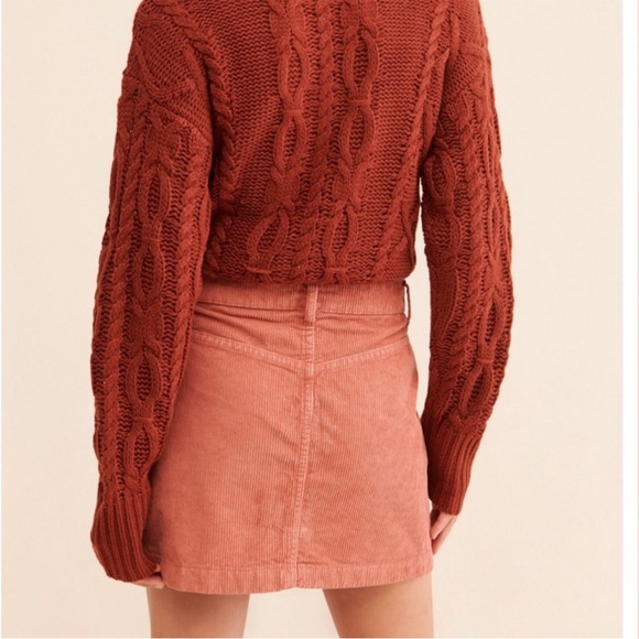 New Free People Ray Corduroy Button Front Mini Skirt in Mrryh - Picture 2 of 4